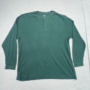 Falls Creek‎ Shirt Men's XXLT Tall Green Waffle Weave Thermal Henley Long Sleev